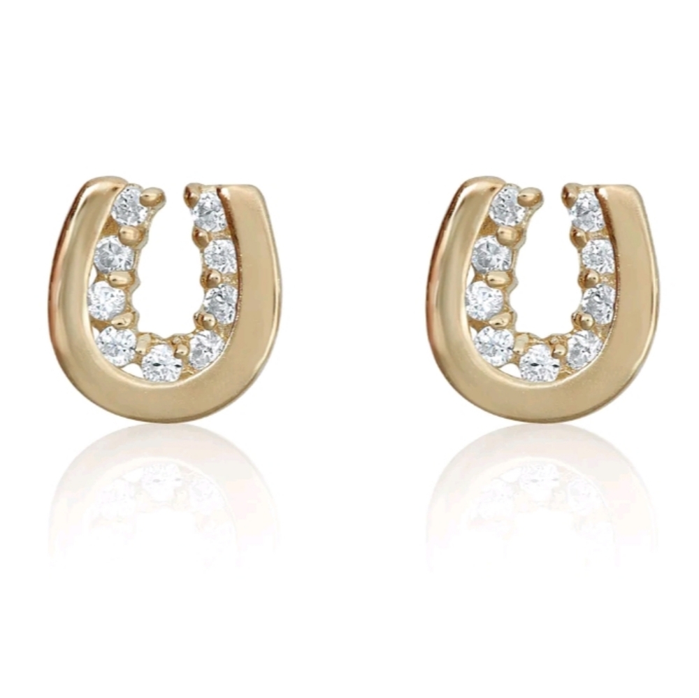 10K Gold Lucky Horseshoe Earrings